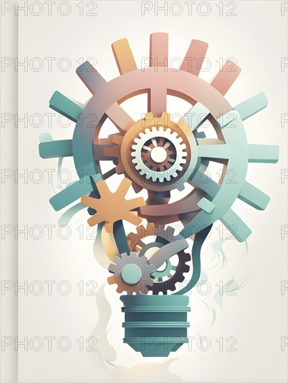 Minimalist wallpaper illustration depicting visual language for innovation, AI generated
