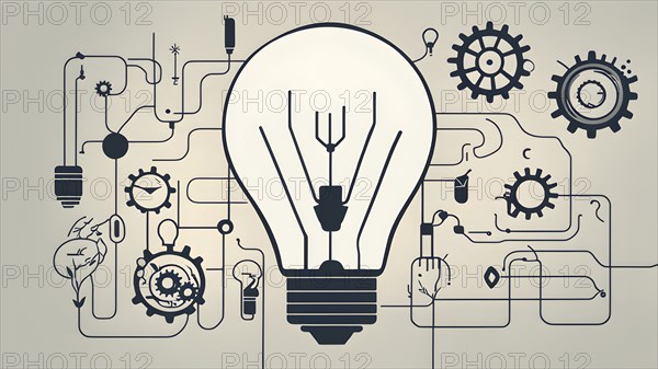 Minimalist wallpaper illustration depicting visual language for innovation, AI generated