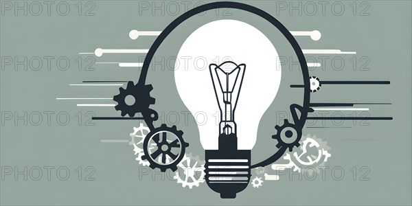 Minimalist wallpaper illustration depicting visual language for innovation, AI generated