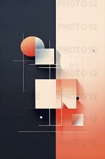 Minimalist wallpaper illustration depicting visual language for innovation, AI generated