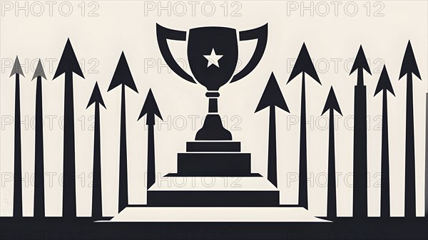 Minimalist illustration depicting visual language for success, AI generated