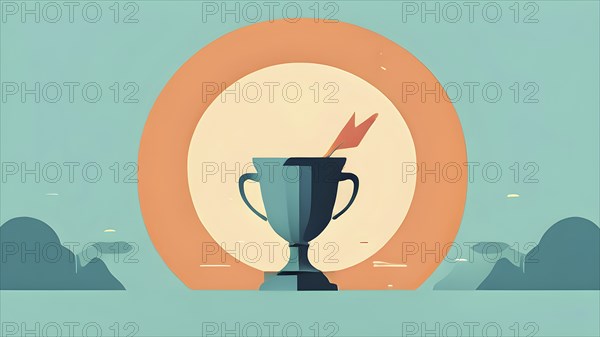 Minimalist illustration depicting visual language for success, AI generated
