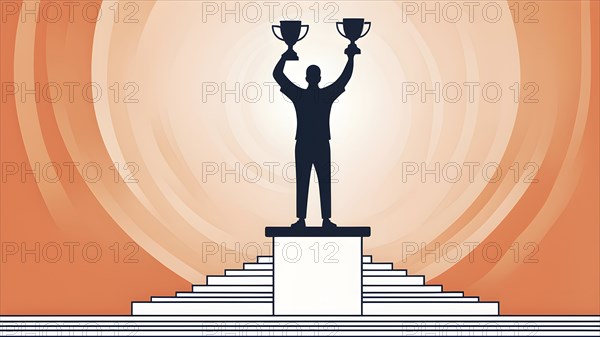 Minimalist illustration depicting visual language for success, AI generated