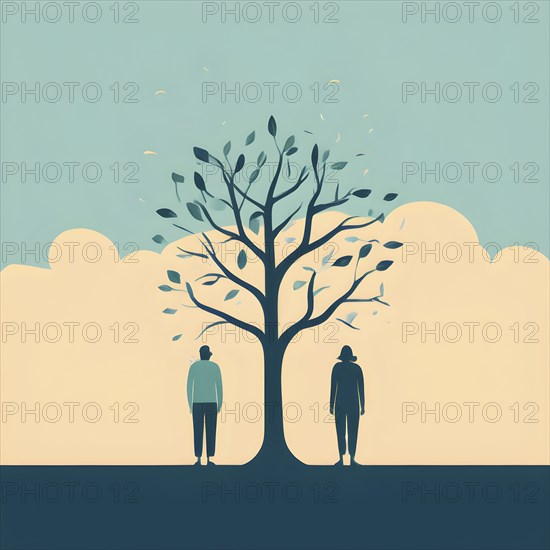 Minimalist illustration depicting visual language for mental health, AI generated