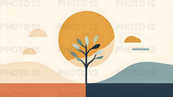 Minimalist illustration depicting visual language for mental health, AI generated