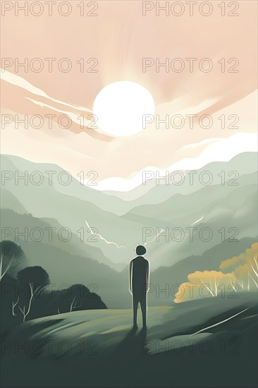 Minimalist illustration depicting visual language for mental health, AI generated