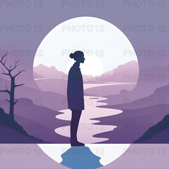Minimalist illustration depicting visual language for mental health, AI generated