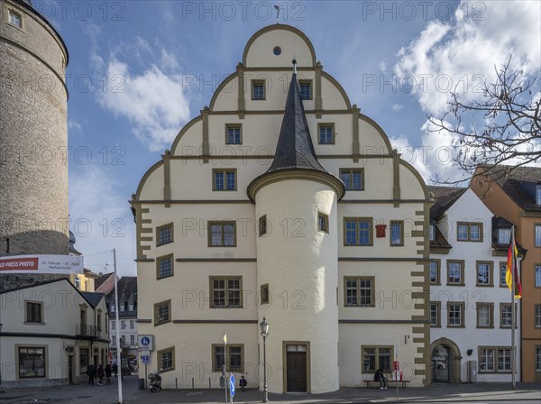 Old town hall built from 1561 to 1563 in Renaissance style, Falterstrasse, Kitzingen, Lower Franconia, Bavaria, Germany, Europe