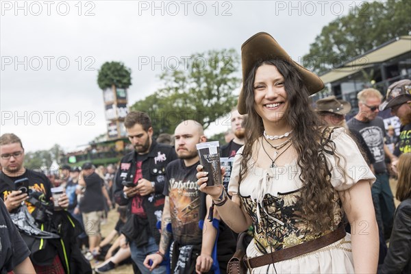 Festival visitor in medieval garb at the Wacken Open Air in Wacken. The traditional metal festival takes place from 31 July to 3 August 2024