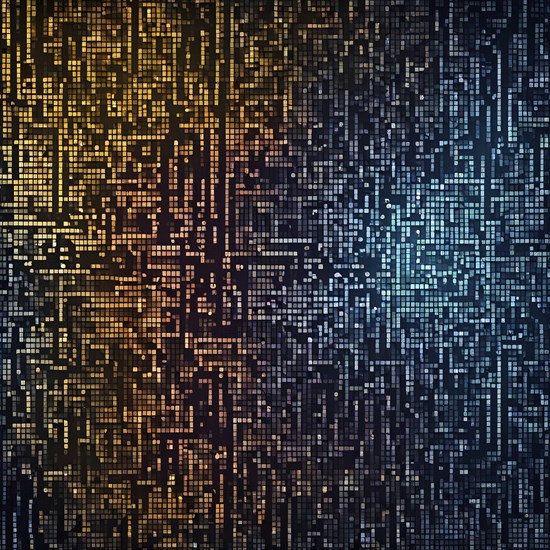 Cyber technology mosaic wallpaper illustration in digital art, AI generated