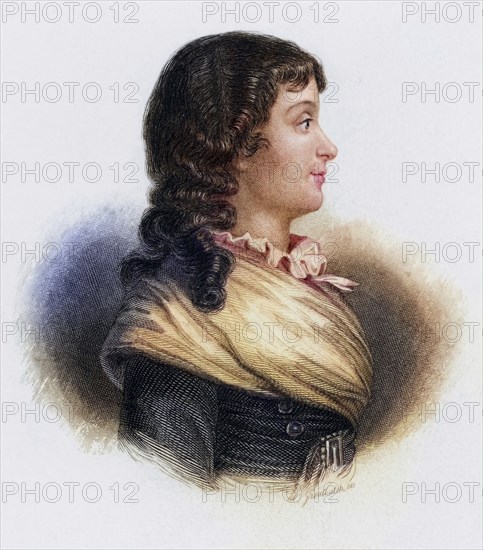 Marie Jeanne Philipon Roland, French revolutionary, woman of Jean Mari Roland de la Platiere. Guillotined on 8 November 1793, Copper engraving, Historical, digitally restored reproduction from a 19th century original, Record date not stated