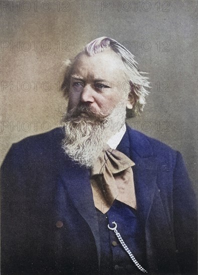 Johannes Brahms (1833-1897), German composer. After a photograph. Halftone, Historic, digitally restored reproduction from a 19th century original, Record date not stated