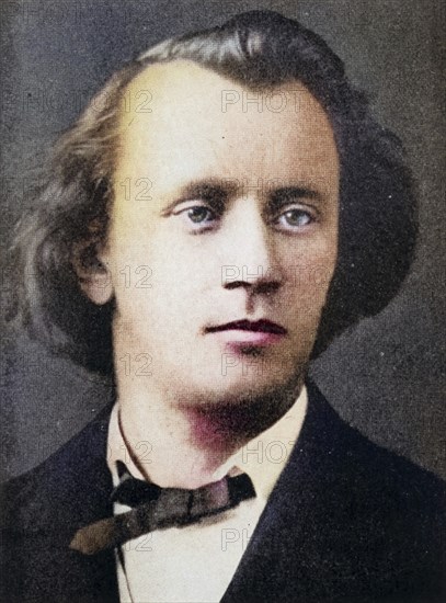 Johannes Brahms (1833-1897), German composer, 1866. halftone from a photograph, Historic, digitally restored reproduction from a 19th century original, Record date not stated