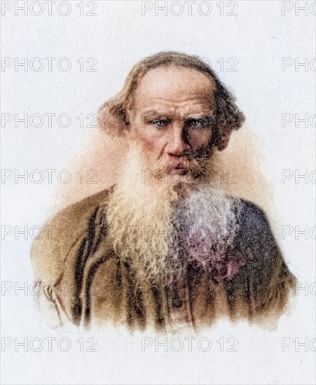 Leo Nikolayevich Tolstoy 1828 1910 Russian writer, Historical, digitally restored reproduction from a 19th century original, Record date not stated