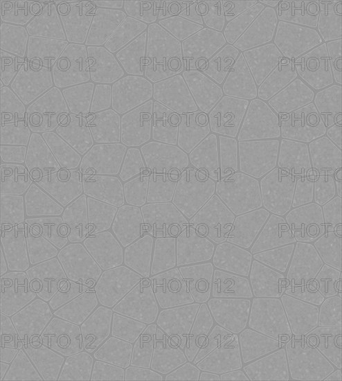 Abstract gray mosaic pattern with interconnected geometric shapes and textured surface