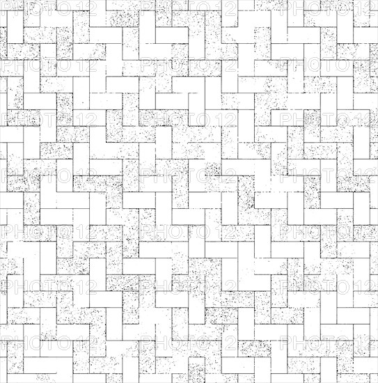 Geometric herringbone pattern in black and white with textured elements