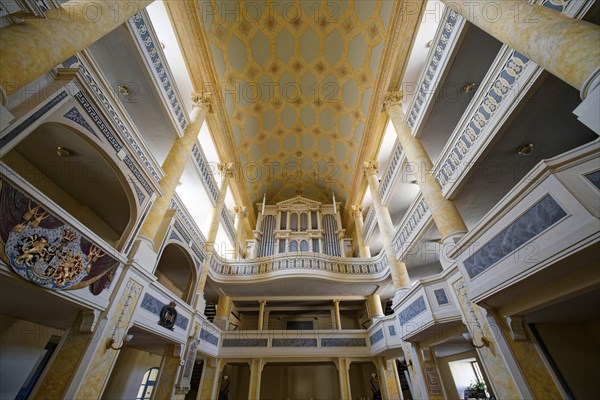 Protestant town church of St Mary with the Kreutzbach-Jehmlich organ, interior view, residential town of Greiz, Thuringia, Germany, Europe