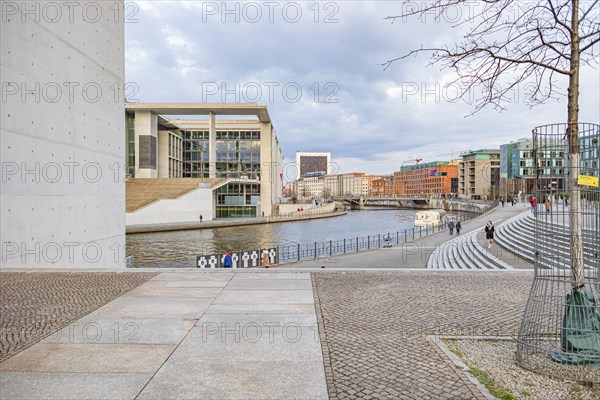 Bundestag and Marie-Elisabeth-Lüders-Bridge in Berlin, Germany, Europe