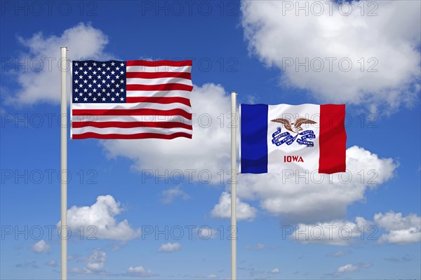 The flag of the USA and Iowa, Studio