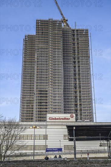 Construction site residential building Überlin, Steglitzer Kreisel, Schlossstraße, Steglitz, Berlin, Germany, Europe