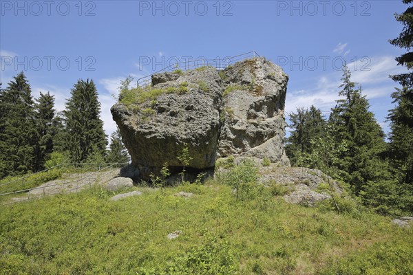 Topaz rock and geological rock formation at Schneckenstein, Muldenhammer, Vogtland, Saxony, Germany, Europe