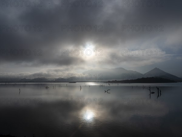 Morning mist and clouds, Kandalama Lake, Dambulla, Sri Lanka, Asia