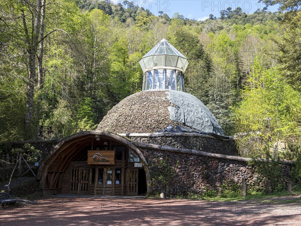 Museum Rakin Mapu, building shaped like an iglo, Reserva Biologica Huilo Huilo, Chile, South America