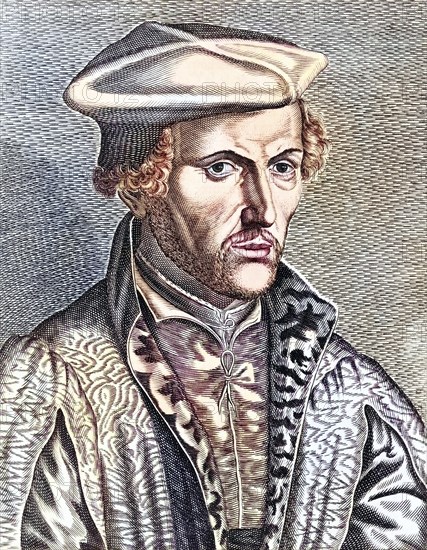 Gemma Frisius alias Reiner Gemma 1508 to 1555 Dutch cartographer, Gemma Frisius aka Reiner Gemma 1508 to 1555 Dutch cartographer, instrument maker and mathematician. From 18th century woodcut, Historic, digitally restored reproduction from a 19th century original, Record date not stated