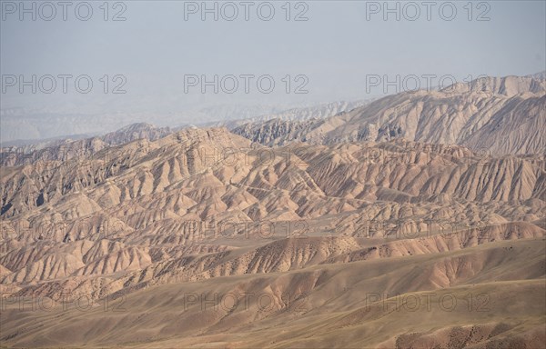 Erosion landscape, barren mountain landscape, Moldo-Ashuu Pass, Naryn Province, Kyrgyzstan, Asia