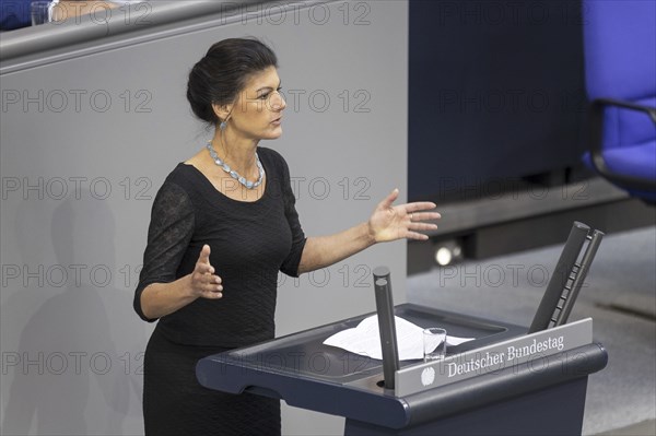 Dr Sahra Wagenknecht, Member of the German Bundestag (Buendniss Sahra Wagenknecht), recorded during a speech in the plenary session of the German Bundestag in Berlin, 26 June 2024