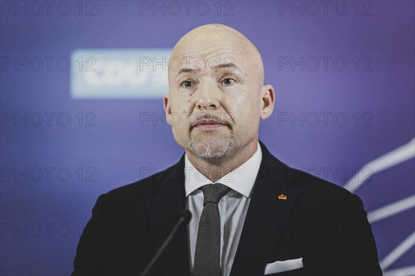 Alexander Hoffmann, Member of the German Bundestag (CDU/CSU), recorded as part of a press statement in front of the parliamentary group meeting in Berlin, 23 April 2024