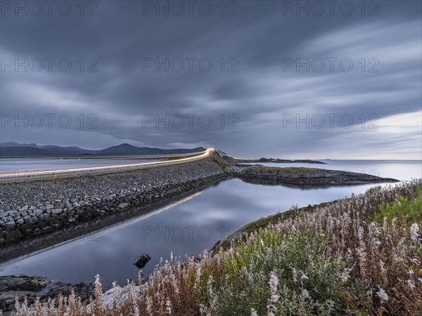 Storseisundbrua bridge, part of the Atlantic Road, Atlanterhavsveien, cloudy mood, More og Romsdal, Norway, Europe