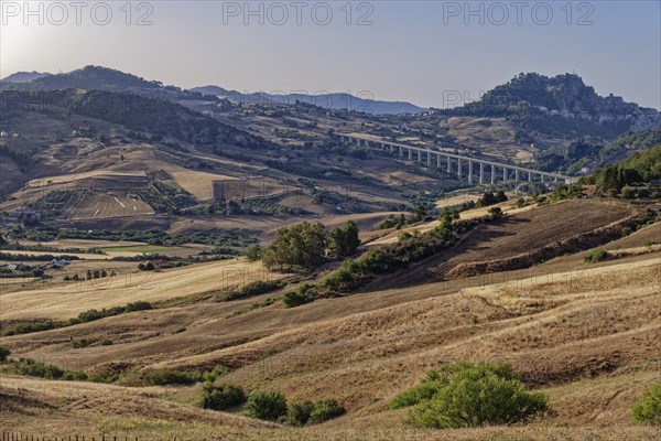 Landscape near the Sicilian village of Sperlinga near Nicosia. Sicily, Italy, Southern Europe, Europe