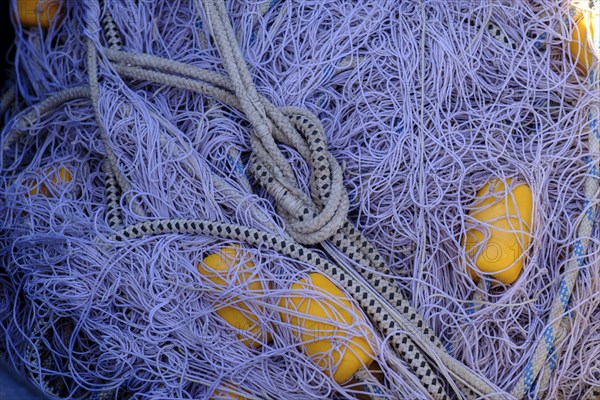 Fishing nets in Portlligat, Cadaqués, Catalonia, Spain, Europe