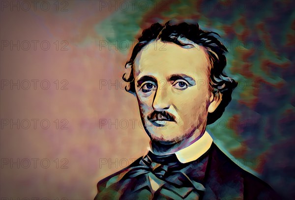 Portrait of Edgar Allan Poe, 1809 – 1849, American writer, digitally edited according to a photograph