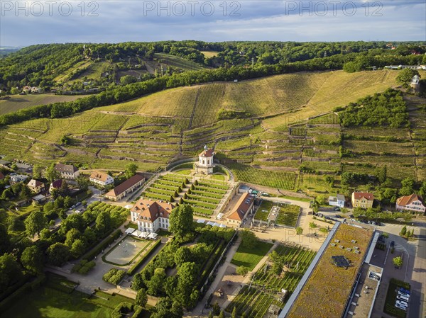 Wackerbarth Castle, originally Wackerbarths Ruh', is a Baroque castle surrounded by vineyards in the Radebeul district of Niederlössnitz on the road to Meissen, which serves as the seat of the Saxon State Winery. The winery belongs to the single vineyard Radebeuler Johannisberg within the large vineyard Lössnitz and is located in the listed historical vineyard landscape Radebeul