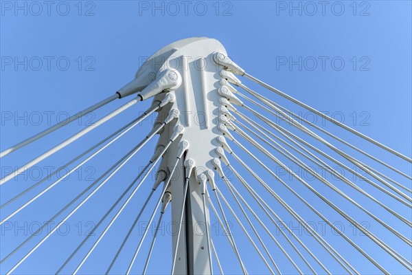 Die Deux-Rives-Fussgängerbrücke zwischen Deutschland und Frankreich in Kehl und Strassburg, ein Symbol der grenzüberschreitenden Zusammenarbeit. Bas-Rhin, Collectivite europeenne d'Alsace, Grand Est