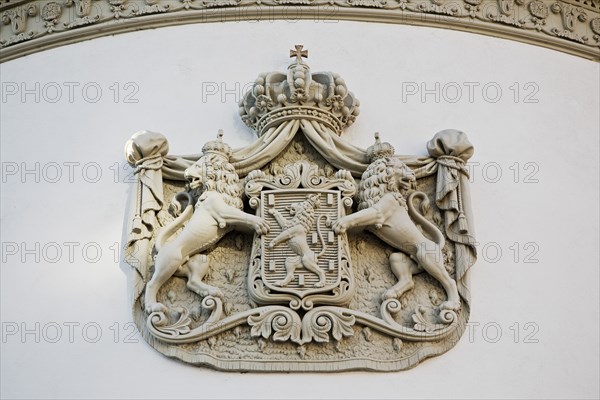 Coat of arms of the Dukes of Nassau at the City Palace, state capital Wiesbaden, Hesse, Germany, Europe