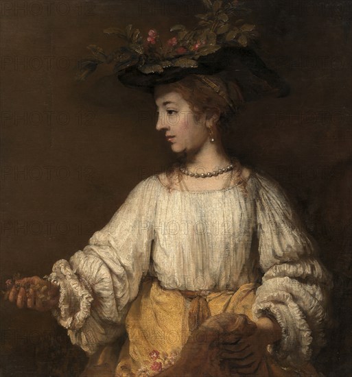 Flora, painting by Rembrandt van Rijn (1606) (1669), Historic, digitally enhanced reproduction of an original from the period