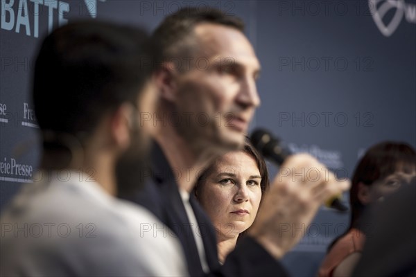 Dialogue with Wladimir Klitschko in Chemnitz, 14.07.2023., Chemnitz, Germany, Annalena Bärbock (Bündnis 90 Die Grünen), Federal Minister for Foreign Affairs, recorded during a joint citizens' dialogue with Wladimir Klitschko, Europe