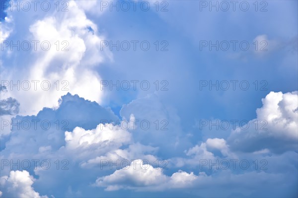 A thunderstorm front with (cumulus) and cumulo nimbus clouds, Bavaria, Germany, Europe