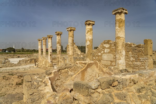 Colonnade at the House of Theseus in the Paphos Archaeological Park, Cyprus, Europe