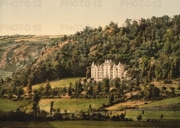 Le Cantal, Chateau Anteroche, near Murat, Auvergne Mountains, France, c. 1890, Historic, digitally enhanced reproduction of a photochrome print from 1895, Europe