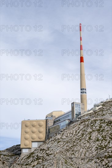 Säntis summit with radio mast, Säntis summit, Appenzell Alps, Switzerland, Europe