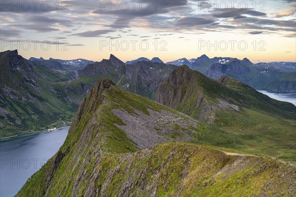View over the peaks of Senja, Norway, Europe
