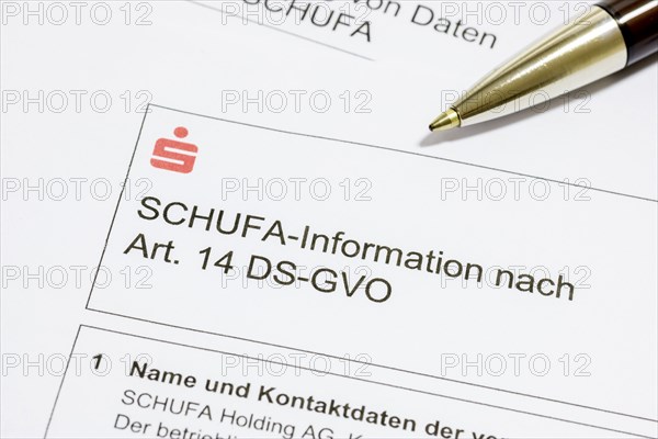 Form, information of data to Schufa, credit information, Kreissparkasen, biros