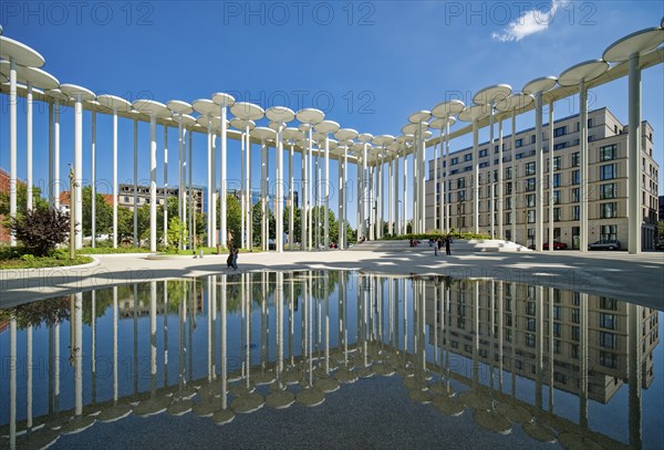 Säulengarten, SAB Forum, new building Sächsische Aufbaubank, Leipzig, Saxony, Germany, Europe