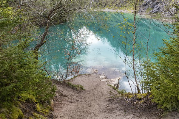 Blue lake in the Harz Mountains near Rübeland with turquoise-coloured water