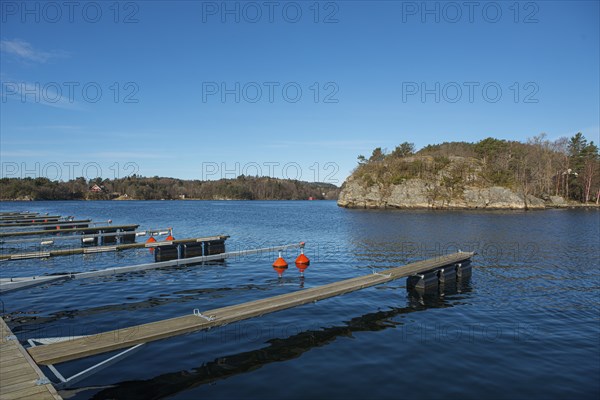 Empty floating docks in the spring