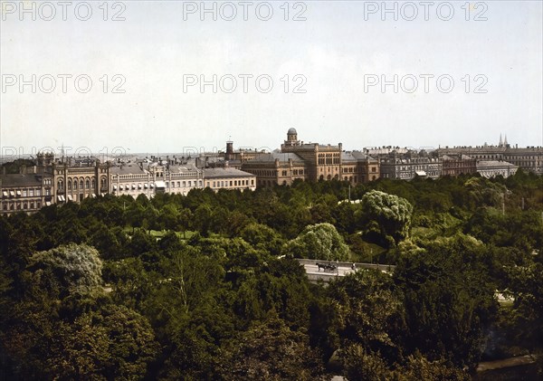 Overview of the city, Riga, formerly Russia, today Latvia, around 1890, Historic, digitally enhanced reproduction of a photochrome print of the time